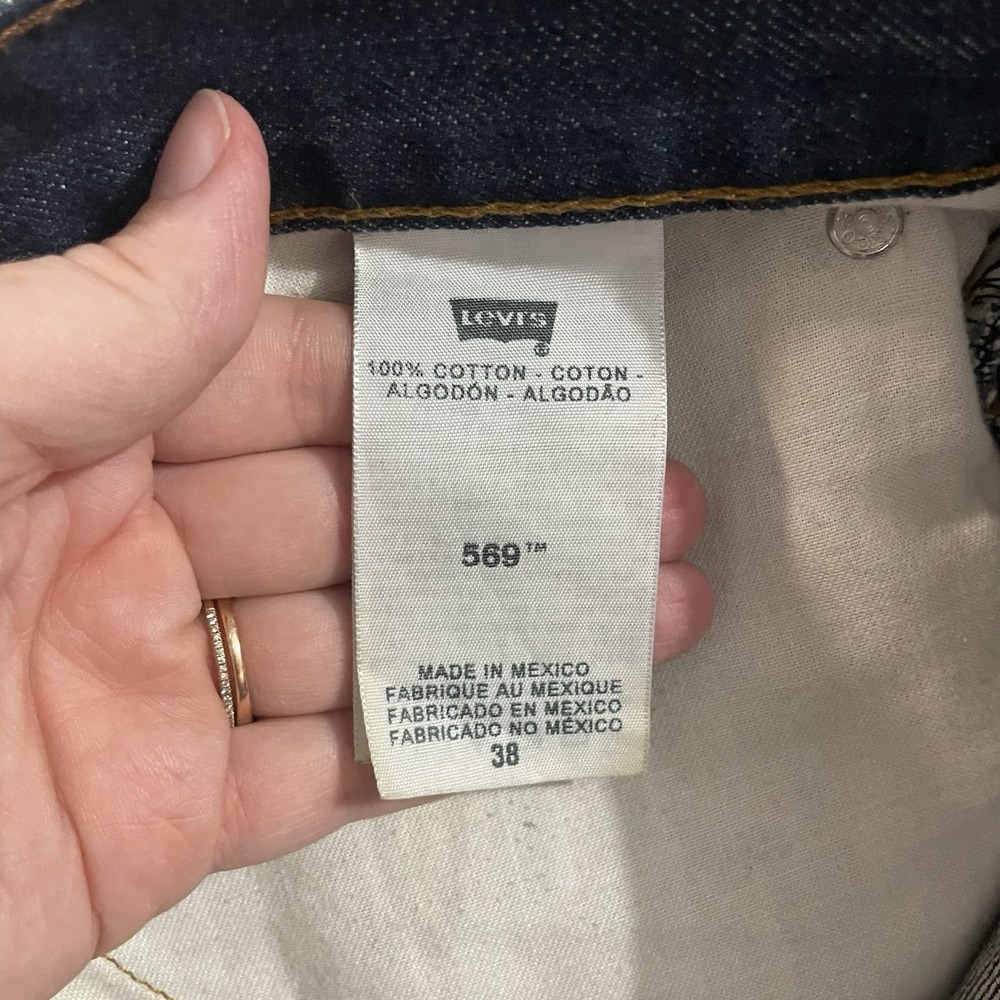 Levis 569 Shorts Mens 38 Denim Blue Dark Wash Jean Jorts Cotton High Rise - Picture 2 of 9